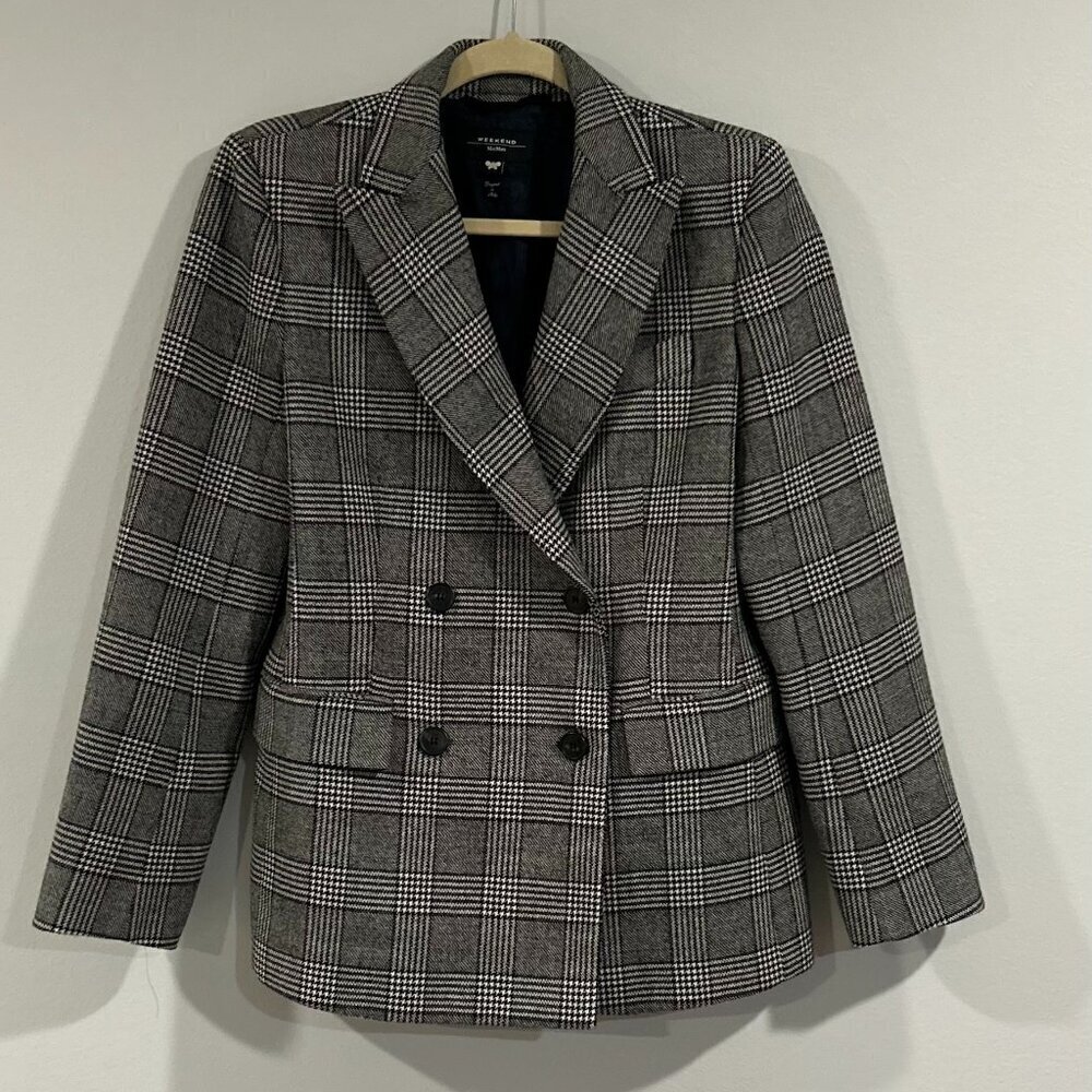 Weekend Max Mara Black and White Double-Breasted Blazer Size M